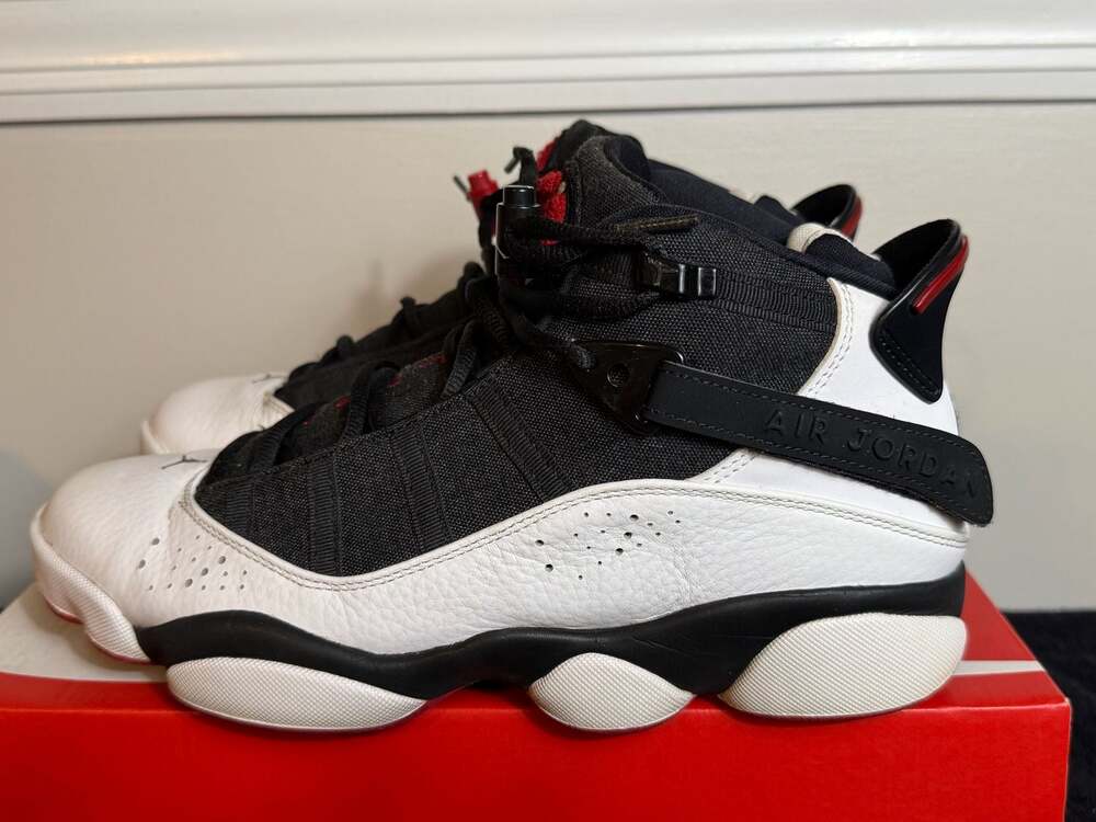Nike Air Jordan 6 Rings Black White Gym Red Sneakers